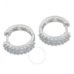 1.00 cttw Multi-Row Round-Cut Lab Grown Diamond Hoop Earrings for Women in 14KT White Gold (I-J, I1)