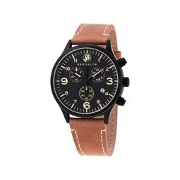 Mens Bedford Brownstone II Chronograph Leather Black Dial