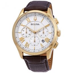 Classic White Textured Dial Mens Chronograph Watch