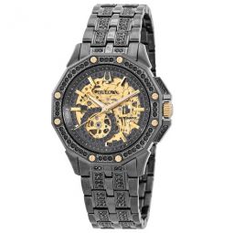 Octava Automatic Crystal Gold Skeleton Dial Mens Watch