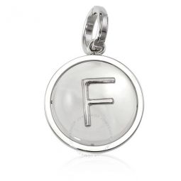 Marbled Resin ‘F Alphabet Charm In Palladium/Mother-Of-Pearl