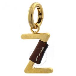 Leather-Wrapped Z Alphabet Charm in Light Gold/Tan