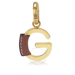 Leather-Wrapped G Alphabet Charm in Light Gold/Tan