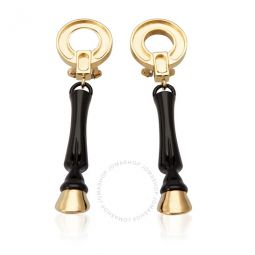 Resin And Gold-plated Hoof Drop Earrings In Black / Light Gold