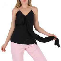 Ladies Arla Black Asymmetrical Silk Top, Brand Size 4 (US Size 2)