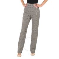 Ladies Brown Check Wool Jacquard Tailored Trousers, Brand Size 6 (US Size 4)