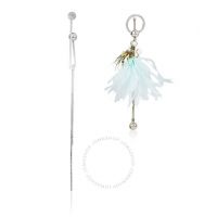 Ladies Asymmetrical Ostrich Feather and Chain Drop Earrings