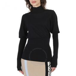 Ladies Zuri Puffed-Sleeve Cotton-Blend Turtleneck Sweater, Size X-Small