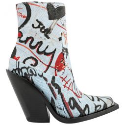 Ladies Millbank Multicolour Graffiti Print Denim Ankle Boots, Brand Size 36 ( US Size 6 )