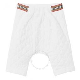 Kids White Cheesecloth Icon Stripe Quilted Trousers, Size 18M
