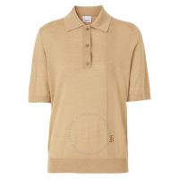 Madeline Wool-Blend Logo Polo Shirt In Camel, Size X-Small