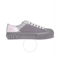Ladies Pale Grey Jack Check Low Top Sneakers, Brand Size 35 ( US Size 5 )