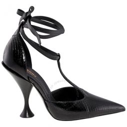 Ladies Black Welton T Strap Ankle Tie Pumps, Brand Size 36 ( US Size 6 )