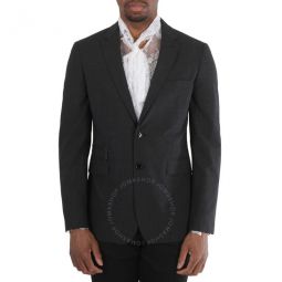 Dark Grey Melange Pocket Detail Stretch Wool Tailored Jacket, Brand Size 44 (US Size 34)
