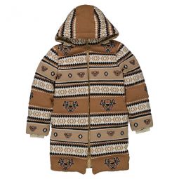 Kids Camel Fair Isle Wool-Cashmere Blend Coat, Size 3Y