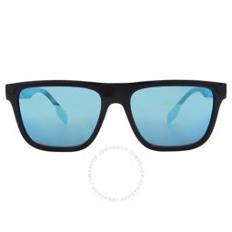 Light Green Mirrored Blue Square Mens Sunglasses