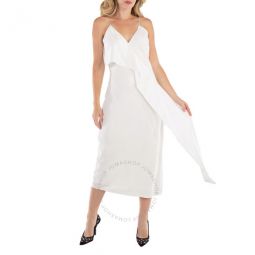 Natural White Silk Ruffle-Detail Sloane Slip Dress, Brand Size 10 (US Size 8)