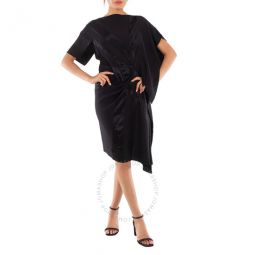Ladies Black Flag Intarsia Asymmetrical Silk Dress, Brand Size 4 (US Size 2)