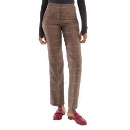 Dark Brown Check Lovisa Wool-Blend Pants, Brand Size 4 (US Size 2)