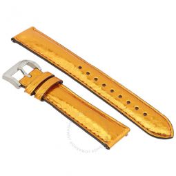 Ladies 18 mm Metallic Orange Leather Watch Band