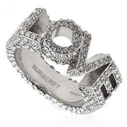 Ladies Silver Crystal And Palladium-Plated Love Ring, Size Small