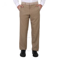 Mens Pecan Melange English Fit Crystal Embroidered Technical Linen Trousers, Brand Size 48 (Waist Size 32.7)