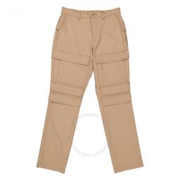 Mens Soft Fawn Panel-Detail Cargo Trousers, Brand Size 46 (US Size 31.1)