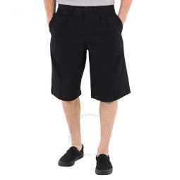 Black Icon Stripe Detail Cotton Twill Tailored Shorts, Brand Size 44 (Waist Size 29.5)