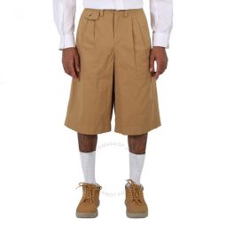 Brown Cotton Twill Icon Stripe Detail Tailored Shorts, Brand Size 44 (Waist Size 29.5)