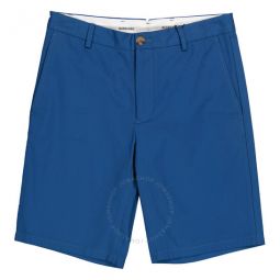 Dark Cerulean Blue Shibden Logo Applique Shorts, Brand Size 44 (Waist Size 29.5)