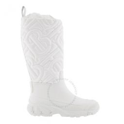 Optic White Rotherfield Quilted Monogram Rain Boots, Brand Size 40 ( US Size 10 )
