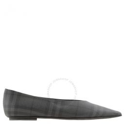 Madelina Check Ballet Flats In Charcoal, Brand Size 36.5 ( US Size 6.5 )