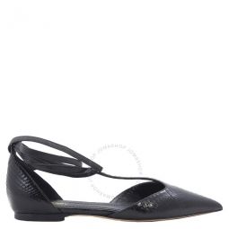 Black Wellton Wrap-Around Ballerina Flats, Brand Size 35.5 ( US Size 5.5 )