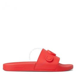 Bright Red Furley Logo-Embellished Slide Sandals, Brand Size 40 ( US Size 7 )