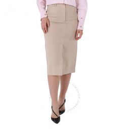 Ladies Oatmeal Linen Pencil Skirt, Brand Size 10 (US Size 8)