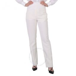 Ladies Optic White Sash Detail Technical Wool Tailored Trousers, Brand Size 8 (US Size 6)