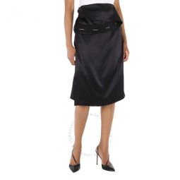 Ladies Black Silk Satin Foldover Skirt, Brand Size 12 (US Size 10)