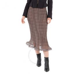 Ladies Mahogany Check Plisse Ruffle Detail Skirt, Brand Size 4 (US Size 2)