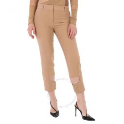Ladies Dark Biscuit Cut-Out Detail Tailored Trousers, Brand Size 4 (US Size 2)