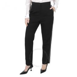 Runway Draped-Chain Wool Tailored Trousers, Brand Size 10 (US Size 8)