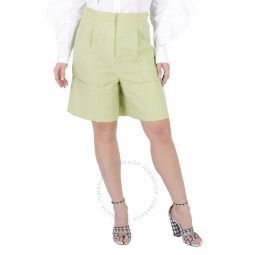 Ladies Mist Green Therry Cuff Detail Tailored Shorts, Brand Size 6 (US Size 4)