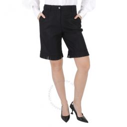 Ladies Black Fringed Hem Wool Shorts, Brand Size 12 (US Size 10)