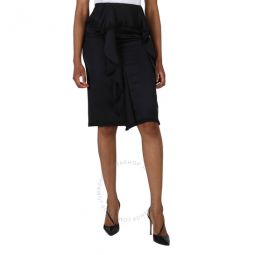 Ladies Black Martia Ruffle Trim Silk Skirt, Brand Size 2 (US Size 0)
