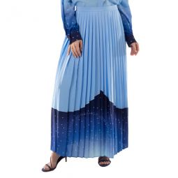 Soft Cornflower Blue Lise Constellation-Print Silk Ruffle Skirt, Brand Size 4 (US Size 2)