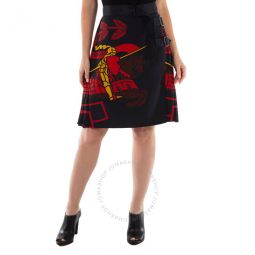 EKD Print Belted Silk Skirt, Brand Size 4 (US Size 2)