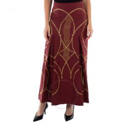 Ladies Burgundy Lucile Printed Maxi Skirt, Brand Size 6 (US Size 4)