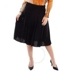 Ladies Katryn Black Pleated Silk Georgette Skirt, Brand Size 6 (US Size 4)