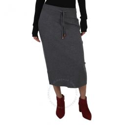 Ladies Storm Grey Melange Leanora Logo Cashmere-Blend Drawstring Skirt, Size Small