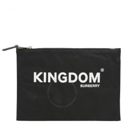 Medium Kingdom Print Cotton Pouch in Black