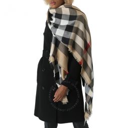 Archive Beige Half Mega Check Cashmere Silk Scarf